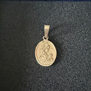 Sacred Silver Plated Oval Pendant Necklace